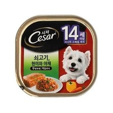 시저 캔 4세이상 시니어 00g 1 야채 쇠고기 현미와 간식 애견 강아지 반려견, 1개, 0g, 야채 쇠고기 현미