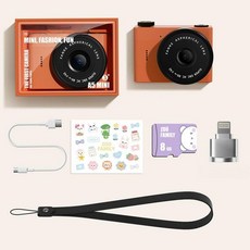 다사그레이 초미니디카 초소형 빈티지 키덜트 감성, A5mini 오렌지 8GB + Apple 카드