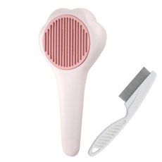 꼬물이네샵 반려동물 안아픈 저자극 원터치 원버튼 빗 슬리커 애견브러쉬 눈곱빗 세트, 1개, 화이트+눈곱 빗