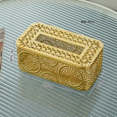 跨境桌面鐵藝紙巾盒客廳臥室抽紙盒茶几家用北歐風高顏值簡約創意, 金色款式二