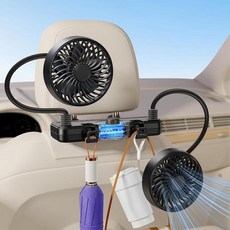 Xuenair USB Fan for Car Back Seat Dual 360 Hose 2026 Cute Car Fan for Backseat Kids Baby Rear Fac, Black, Battery Car Fan