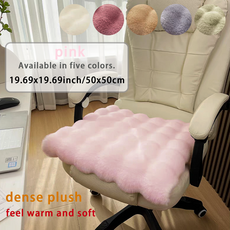 크림풍 뽀송뽀송 인조토끼털 방석 의자매트, 1개, 분홍색