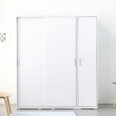 사사가구 모노 1600 슬라이딩 옷장 행거형+도어장, 화이트