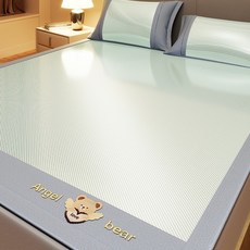 A類涼蓆牀笠冰絲涼蓆空調2025新款夏天可水洗草蓆藤席學生宿舍, 牀蓆歡樂熊極光青
