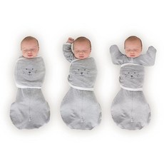 SwaddleDesigns 6방향 Omni Swaddle Sack® 신생아용 팔걸이 포대기 깜짝 반사를 진정시키는 더 많은 옵션 수면 개선 쉬운 전환 아기 수면 주머니, 헤더 그레이, 귀여운 동물 얼굴