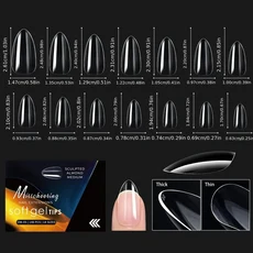 쿠쿠스토어 120/140개 고급 박스 세트 아몬드 모양 인조 손톱 팁 투명 무광 부드러운 가짜 연장 홈 DIY 네