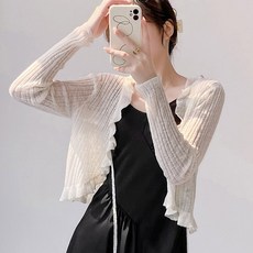 지디오 여성 볼레로 가디건 긴팔 브이넥 니트 여름 아우터