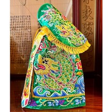 綠色平蔥龍袍奉帽 關公/關聖帝君神明衣 神明帽 宗教祭祀用品