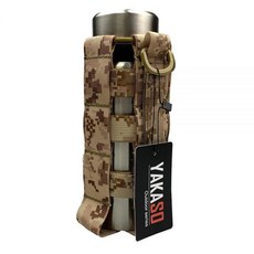 YAKASO 직조 디자인의 전술 물병 파우치 MOLLE 병 홀더 주전자 파우치 하이드레이션 캐리어 백 조절 가능한 H20 보틀 홀스터 허리 팩 하이드로 플라스크 날진, YAKASO 직조 디자인의 전술 물병 파우치, MOLL, 데저트 카모