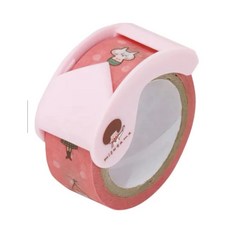 Kutsuwa Ribbonbon x mizutama 紙膠帶切割器15mm 紙膠帶切割器 裝飾 可愛水滴造型 輕巧方便 日本代購, 1個, A粉/三角緞帶