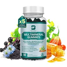 B BEWORTHS Sea Moss 블랙 씨앗 오일 Ashwagandha 젤리 강황 마그네슘 엽록소 엘더베리 마누카 꿀 블래더랙 우엉 뿌리 비타민 함유 아일랜드, B BEWORTHS Sea Moss 블랙 씨앗 오일 A