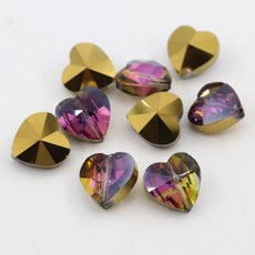 론델 하트 비즈 유리 크리스탈 공예 재료 팔찌 만들기, 1세트, A6214. 골드 퍼플