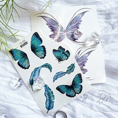 코바마켓 수채화 타투 스티커 필름 헤나스티커, FG-032파랑나비