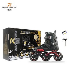 樂秀 成人速滑輪滑鞋 競速旱冰男女, RX4D大三輪黑色單鞋,44/45, 1個