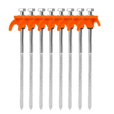 20CM 탄소강 텐트 펙 스파이크 훅 캠핑 텐트 못 나선형 캐노피 말뚝 야외용 10/2개 나사 앵커 텐트 말뚝, 16 Orange - 8pcs