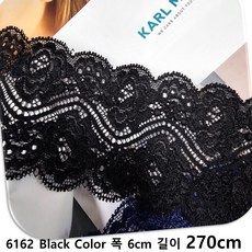 DKLACE-6162 / 자가드 스판 레이스 / (폭 6cm 길이 1yd or 3yd or 5yd or 10yd기준), 3개, 블랙