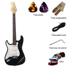 재고 6 현 39 인치 일렉트릭 기타 Basswood Body 22 Frets 고광택 코팅 문제 왼손 버전, 01 39인치, 02 guitar no bag