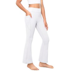 Yitoco 여아용 주머니가 있는 플레어 레깅스 하이 웨이스트 부츠컷 아동용 요가 팬츠 댄스 운동 운동용 벨 하의 스카이블루 12~13세, 8-9세, 화이트