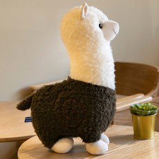 알파카 인형 대형 라마 모찌 쿠션 애착 봉제인형 생일 선물, 70cm, E. 다크 브라운
