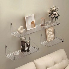 votgl 못없이 아크릴 벽선반 무타공 인테리어 베란다 벽걸이선반, 03투명×3, 3단