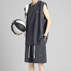 運動背心套裝男士夏季薄款冰絲速乾夏天籃球健身無袖t卹休閒坎肩