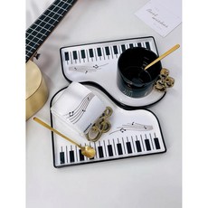 커피잔 세트 피아노 컵 피아노 건반 연주회 선물 머그잔 홈카페 특이한컵 예쁜컵 200ml, 1개, 블랙