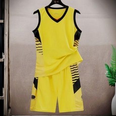 速乾透氣籃球服套裝 男款 夏季運動背心短褲, 1903黃色,2XL建議65.075.0公斤
