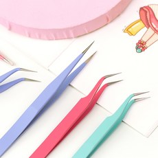 정밀형 일자형 다꾸 인스 얇은 다용도 핀셋, 1. 핑크 스트레이트 (ET-32), 1개