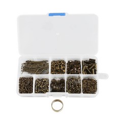 手工DIY飾品配件套裝：項鍊耳環材料、九字針龍蝦扣延長鏈鉗子工具組, 6號套盒(10格配件套裝), 1個