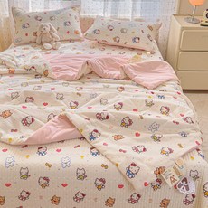 초정상점CHOJEONGSTORE 여름홑이불 쿨링이불 차렵이불, 가드니아 여름 - 픽셀 고양이, 더블 200x230 cm