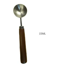 15/30ml 라운드 커피 측정 숟가락 나무 손잡이 홈 베이킹 도구 주걱 스테인레스 스틸, 02 S