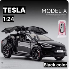 다이캐스트 금속 1:24 테슬라 모델 X 준대형 세단 SUV 합금 풀백 자동차 모형, 1개, X_블랙