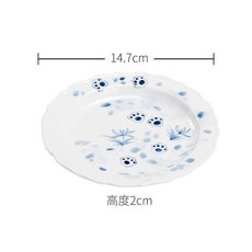 禧珮鎂 白瓷手繪青花貓咪爪花邊壺承, 1個, 玉泥-加菲猫-花边壶承,加菲猫