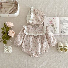 로이앤한나 핑크리아 3개월 6개월 9개월 여아 여자아기 긴팔 슈트 보넷 세트