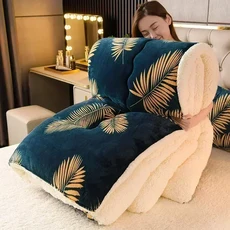 체크 무늬 담요 겨울 가을 우유 양털 이불 두껍고 수면 부드럽고 푹신한, 2. 2