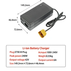 리튬 이온 폴리 고속 충전기 36 V 6A 배터리 42V GX16 IEC XT60XT90 10S 볼트, 04 US Plug, 01 CHINA, 06 XT90 MALE