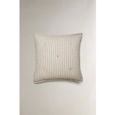 zara 자라 파인 스트라이프 차렵이불용 쿠션 커버 - 크림, 40 x 40 cm