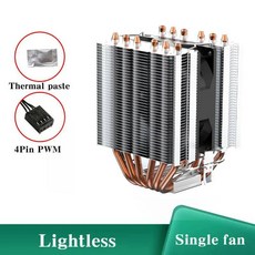 6 Heat Pipe C Air Cooled Cooler 4Pin PWM PC Radiator Fan for Intel A 1366 1700 1200 1150 1151 1155, 03 1700-1366-115X-1200, 01 고정 컬러, Lightless 1fan
