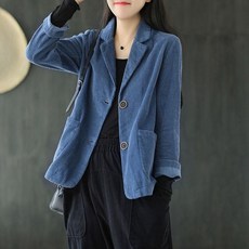 해피유통 여성용 캐주얼 봄가을용 솔리드 코듀로이 싱글버튼 재킷 BJJ001