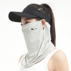 防曬面紗 女 夏季 透氣面罩 UPF50+, MJ242 淺灰色 升級帶孔款, 10個