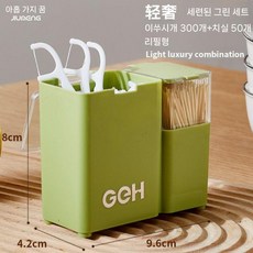 원터치 이쑤시개 보관함 면봉케이스 면봉디스펜서, 콤보 그린 1박스 (치실 50개+이쑤시개 300개)