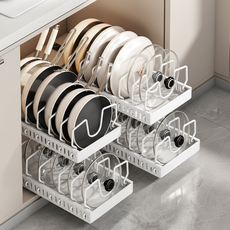 믹스프리 슬라이딩 구조 싱크대 냄비 수납 정리함, 회색