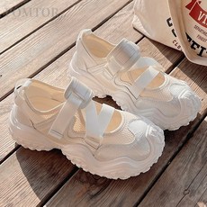 POMTOR 여성 여름 운동화 스포츠 샌들 데일리 발편한 캐주얼 메쉬 통굽 샌들
