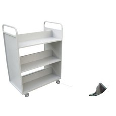 도서관 북카트 책 슬림 잡지꽂이 책꽂이 사무실 이동식 철제 도서 북트레이 틈새수납 수납선반, 1. 2층 평판 책 카트(사일런트 휠)