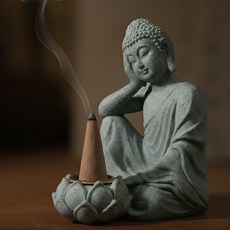 루체트리 불상 석가모니불 콘 인센스 홀더 미니 부처상 불교굿즈 홈테리어 향꽂이, 타입 1 사유상, 타입 1 사유상