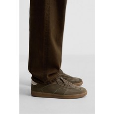 ZARA 자라 남성 포멀 슈즈 스니커즈 레더 가죽 콘트라스트 솔 - 브라운 167310