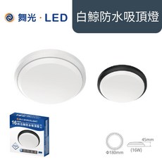 舞光 白鯨系列 LED防水吸頂燈, 黑殼16W,白光