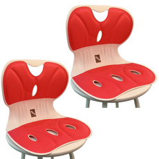 Mirsh [ 1+1 ] 바른자세 등받이 허리보호 자세보정 의자, 레드