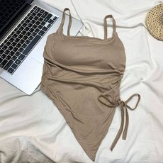 MISS·更衣室 不規則開叉吊帶背心 夏季新款繫帶設計感內搭抹胸上衣