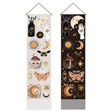 2개 침실 및 거실 장식용 폴리에스터 벽걸이 태피스트리 직사각형 혼합 모양 1160x330mm, 혼합색
